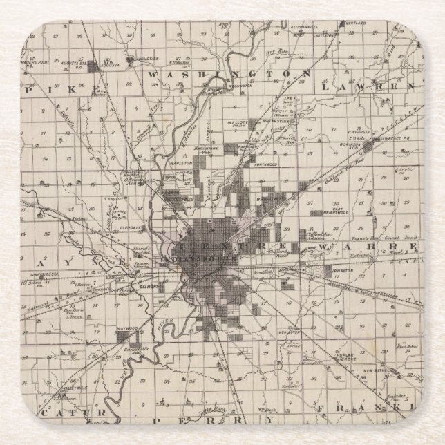 Posavasos Cuadrado De Papel Mapa del condado de Marion 2 (Anverso)