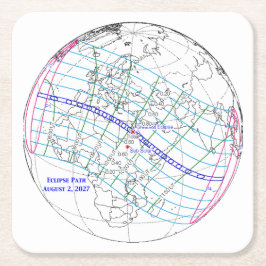 Posavasos Cuadrado De Papel Mapa del eclipse solar total de 2027