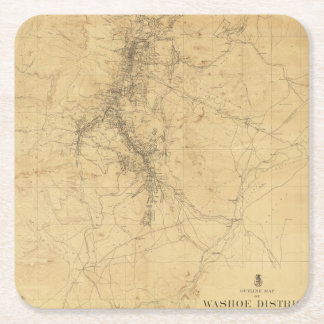Posavasos Cuadrado De Papel Mapa del esquema del distrito de Washoe, Nevada