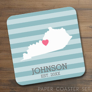 Posavasos Cuadrado De Papel Mapa del estado de Kentucky - Nombres de boda pers