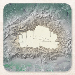 Posavasos Cuadrado De Papel Mapa del lago Tahoe