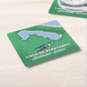 Posavasos Cuadrado De Papel Mapa del Loch de Strathbeg Aberdeenshire Escocia