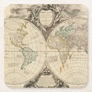 Posavasos Cuadrado De Papel Mapa del mundo 8