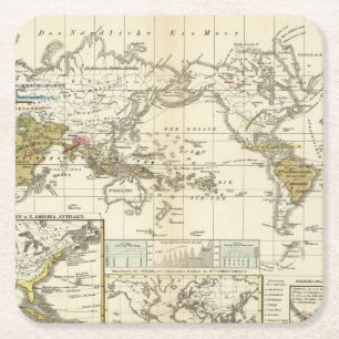 Posavasos Cuadrado De Papel Mapa del mundo de enfermedades