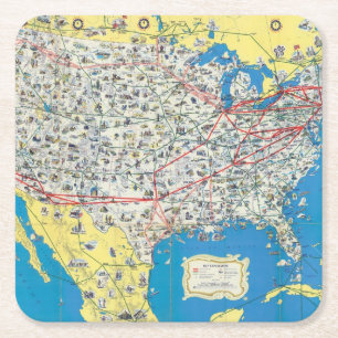 Posavasos Cuadrado De Papel Mapa del sistema de American Airlines