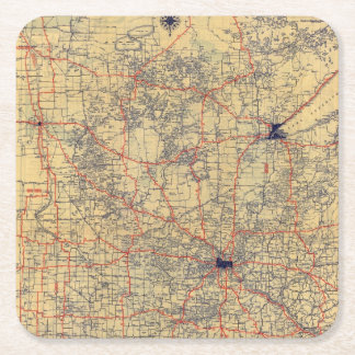 Posavasos Cuadrado De Papel Mapa estándar de Minnesota