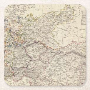 Posavasos Cuadrado De Papel Mapa general de Alemania