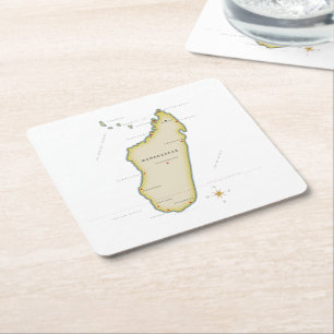 Posavasos Cuadrado De Papel Mapa ilustrado de Madagascar