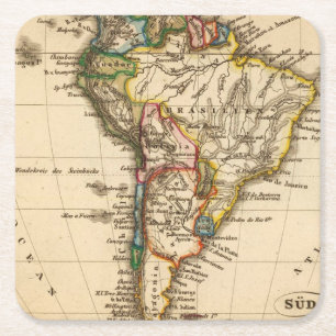 Posavasos Cuadrado De Papel Mapa suramericano