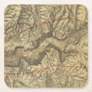 Posavasos Cuadrado De Papel Mapa topográfico del valle 2 de Yosemite