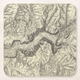 Posavasos Cuadrado De Papel Mapa topográfico del valle de Yosemite