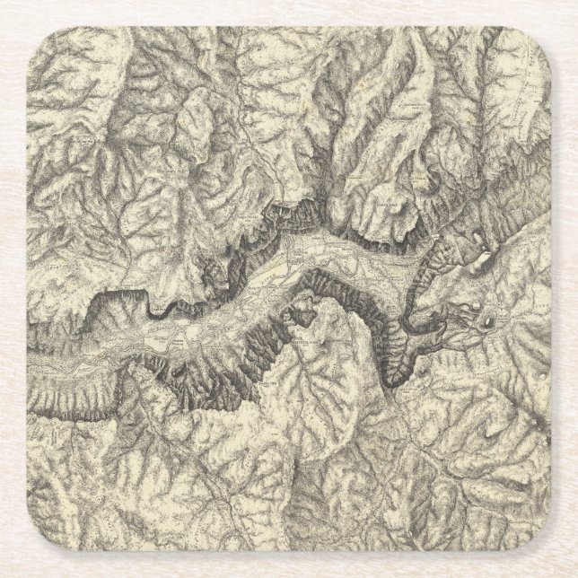 Posavasos Cuadrado De Papel Mapa topográfico del valle de Yosemite (Anverso)