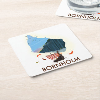 Posavasos Cuadrado De Papel mapa vikingo de la isla de Bornholm