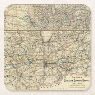 Posavasos Cuadrado De Papel Mapas que muestran la Indiana
