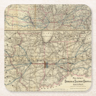 Posavasos Cuadrado De Papel Mapas que muestran la Indiana