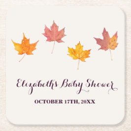 Posavasos Cuadrado De Papel Maple Leaves Cae Baby Shower