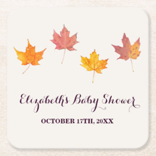 Posavasos Cuadrado De Papel Maple Leaves Cae Baby Shower