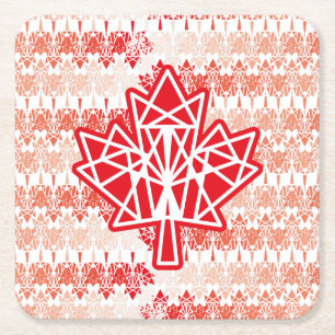 POSAVASOS CUADRADO DE PAPEL MAPLE MADE WITH TRIANGLES CANADA FLAG BY MASANSER