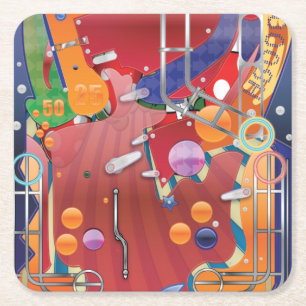 Posavasos Cuadrado De Papel Máquina Pinball de Las Vegas