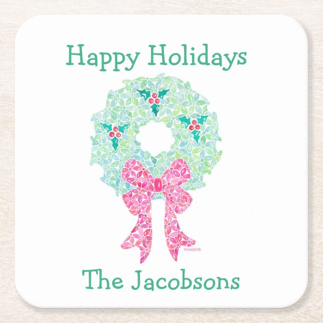 Posavasos Cuadrado De Papel Máquinas de mariposa de invierno (Anverso)