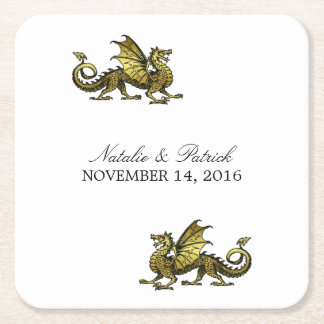 Posavasos Cuadrado De Papel Máquinas de papel Boda Dragon Gold