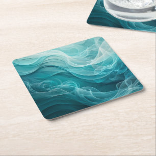 Posavasos Cuadrado De Papel Mar azul turquesa cielo remolino soñador
