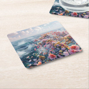 Posavasos Cuadrado De Papel Mar de Azaleas