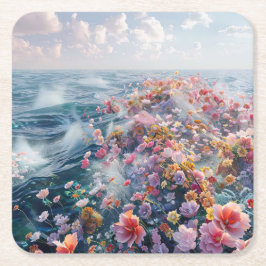 Posavasos Cuadrado De Papel Mar de Azaleas