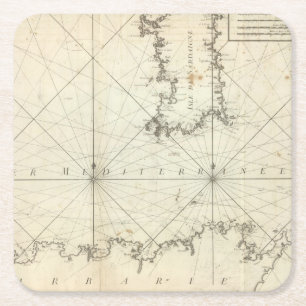 Posavasos Cuadrado De Papel Mar Mediterráneo 2