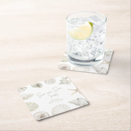 Posavasos Cuadrado De Papel Mar pronto bebé ducha