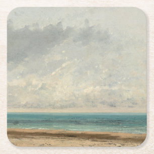 Posavasos Cuadrado De Papel Mar tranquilo - Gustave Courbet
