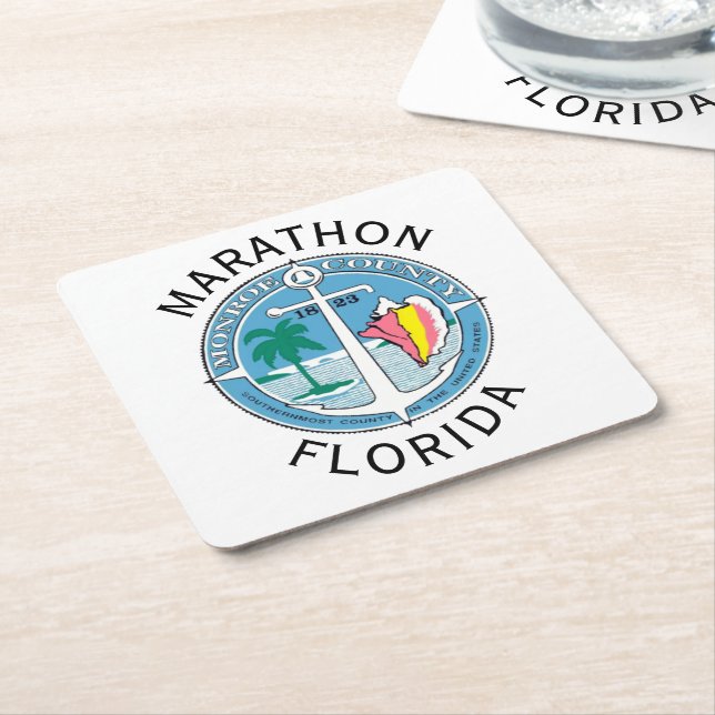 Posavasos Cuadrado De Papel Maratón - Cayos de Florida (En perspectiva)