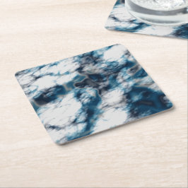 Posavasos Cuadrado De Papel Marble azul