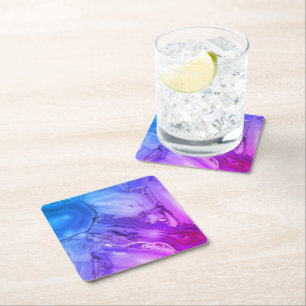 Posavasos Cuadrado De Papel Marble púrpura exótico