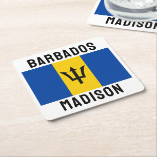 Posavasos Cuadrado De Papel Marca de Barbados de nombre personalizado
