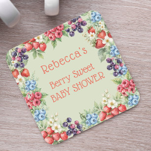 Posavasos Cuadrado De Papel Marco de bayas para Baby Shower Dulce Fruta