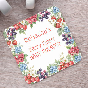 Posavasos Cuadrado De Papel Marco de bayas para Baby Shower Dulce Fruta