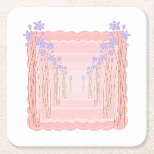 Posavasos Cuadrado De Papel Marco Floral Pastel