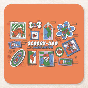 Posavasos Cuadrado De Papel Marcos de fotos de Halloween de Scooby-Doo