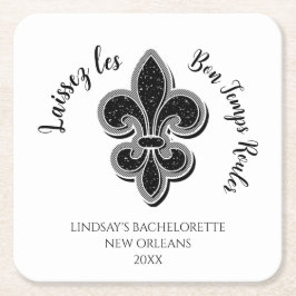 Posavasos Cuadrado De Papel Mardi Gras Bachelorette