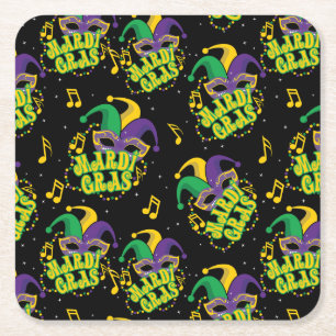 Posavasos Cuadrado De Papel Mardi Gras festivo