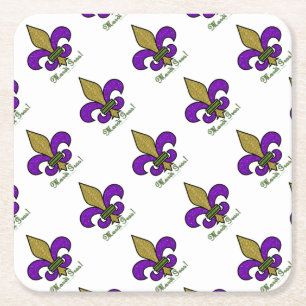 Posavasos Cuadrado De Papel Mardi Gras Fleur De Lis