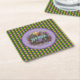 Posavasos Cuadrado De Papel Mardi Gras Paper Coaster