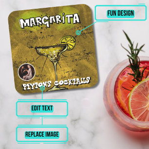 Posavasos Cuadrado De Papel Margarita Cocktail Fiesta