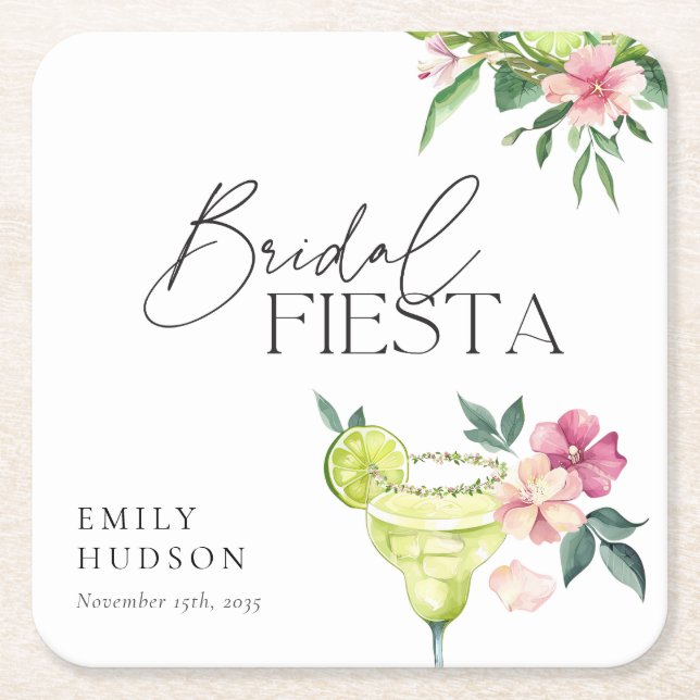Posavasos Cuadrado De Papel Margarita Mexicana Fiesta Brigada (Anverso)