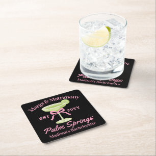 Posavasos Cuadrado De Papel Margaritas Bachelorette Party