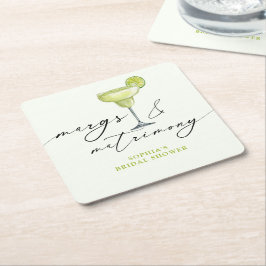 Posavasos Cuadrado De Papel Margs y Matrimonio Bridal Shower Lima Verde