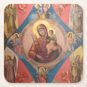 Posavasos Cuadrado De Papel María, Jesús Y Ángeles