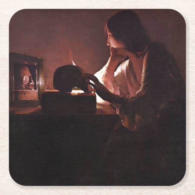 Posavasos Cuadrado De Papel Maria Regrets, La Tour (Anverso)