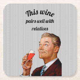 Posavasos Cuadrado De Papel Marido Retro Frase Divertida